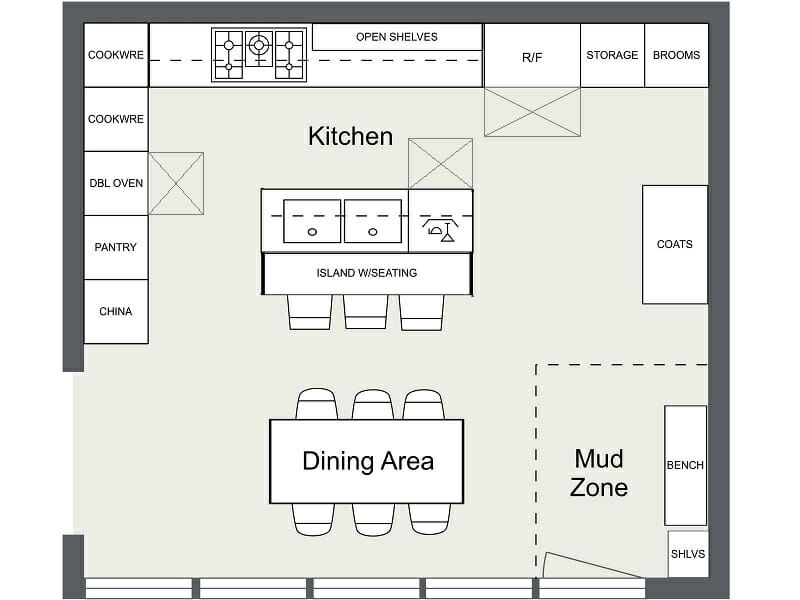 Creating Detailed Kitchen Floor Plan